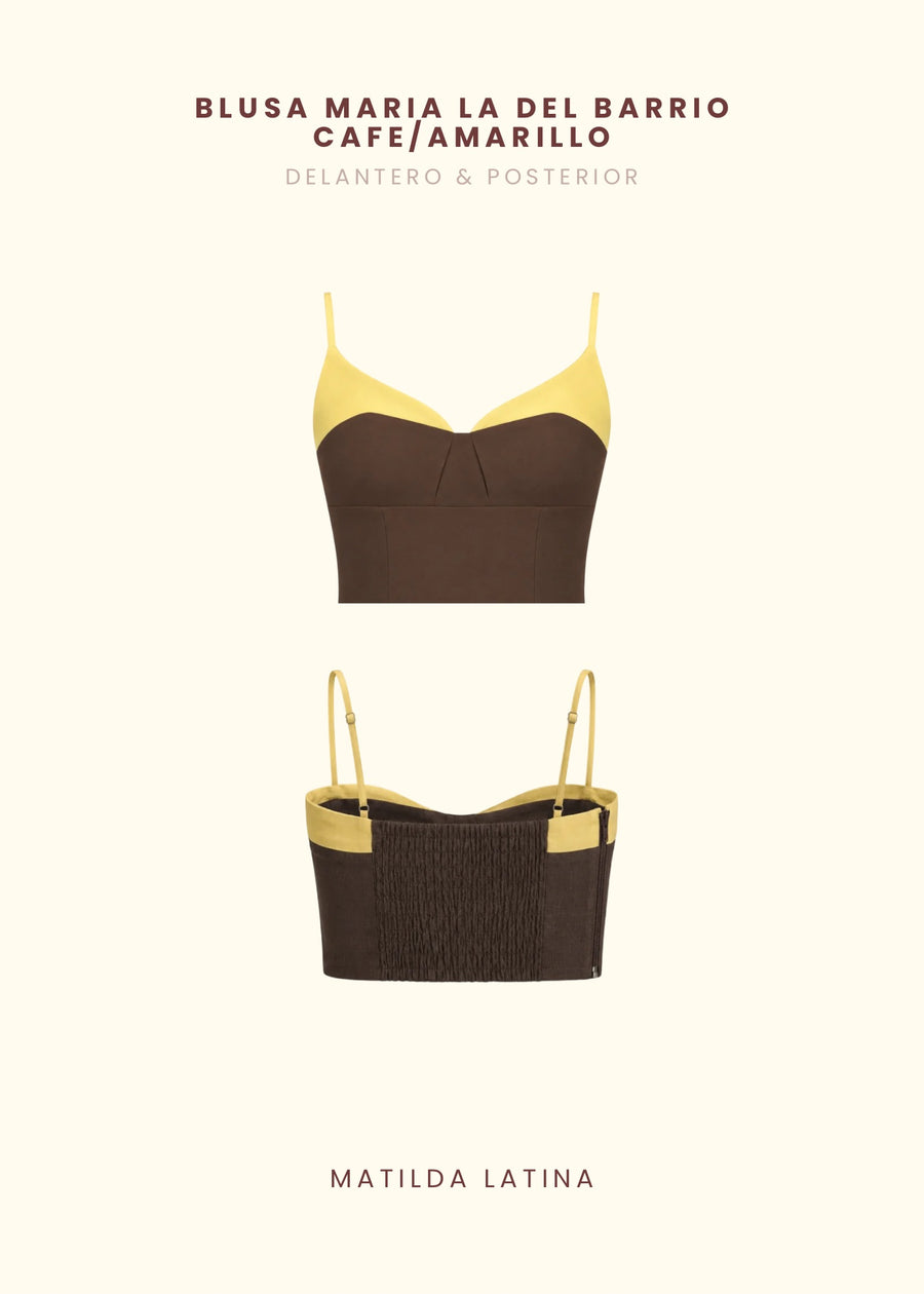 Blusa María La del Barrio Café/Amarillo, foto 2