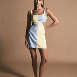 Vestido Susana Celeste/Amarillo