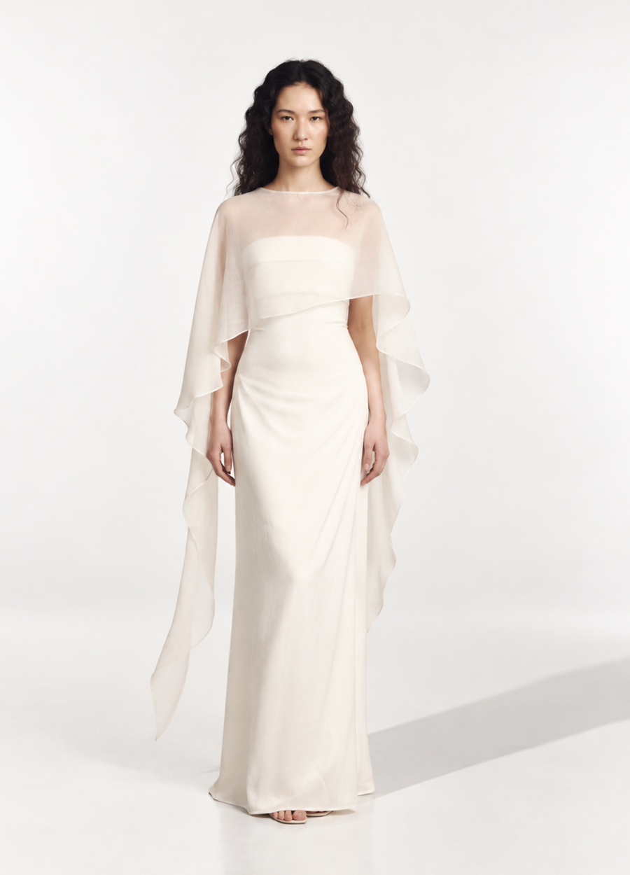 Vestido Perla Ivory Con Capa, foto 1