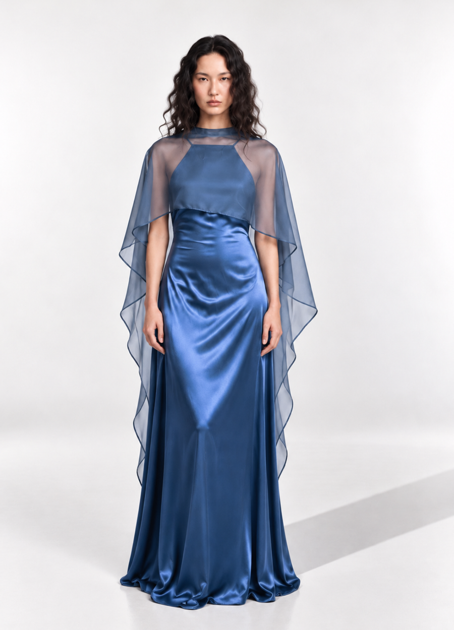 Vestido Adele Azul Con Capa, foto 1